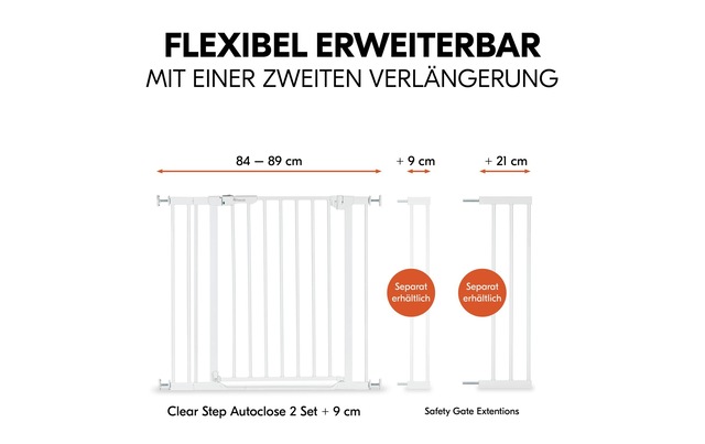 Hauck Türschutzgitter »Clear Step Autoclose 2 9 cm Weiss«
