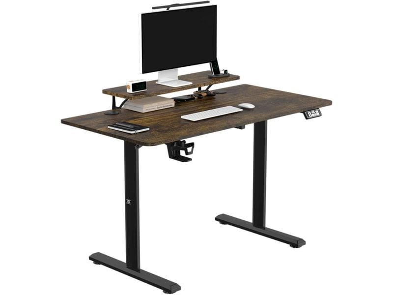 Ultradesk Gaming Tisch Higlander Braun Robuster Gaming-Tisch mit elektrischer Höhenverstellung