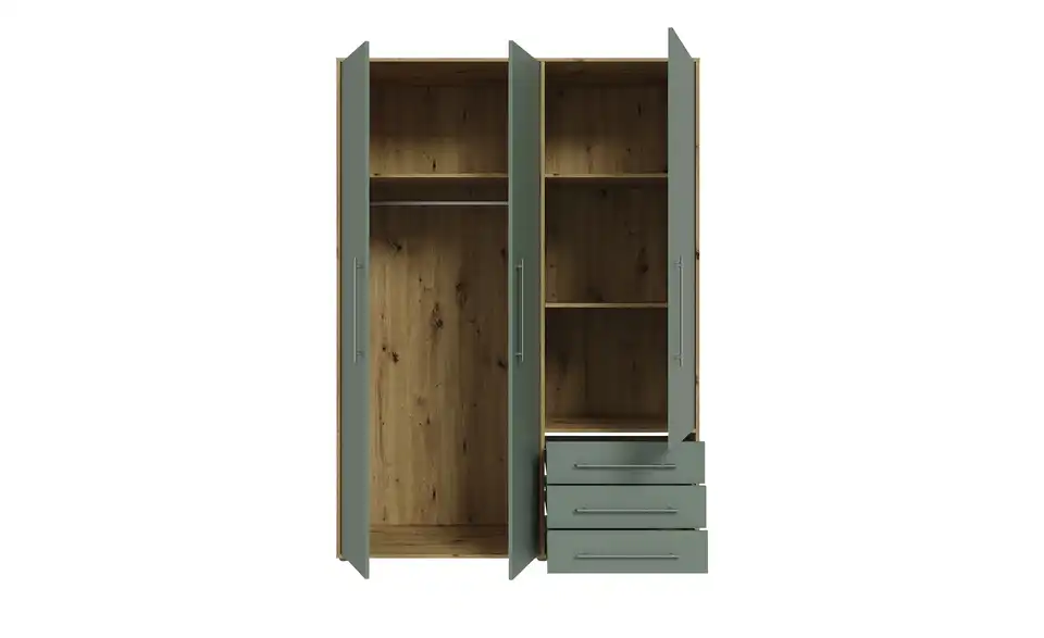 Kleiderschrank Mokkaro Asteiche (Nachbildung), Salbeigrün 144,4 cm