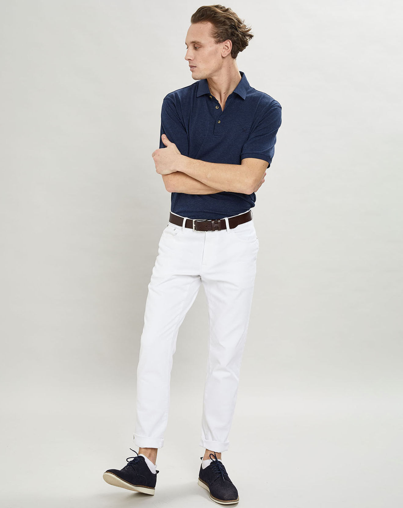Hackett London Polo chiné mercerisé Classic Fit bleu