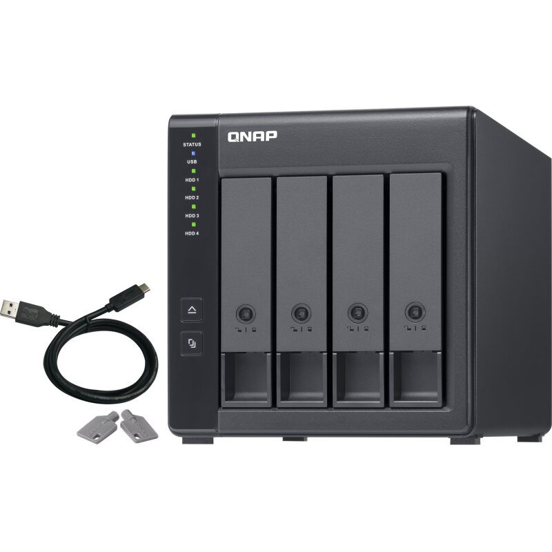 QNAP TR-004 Boîtier de disques de stockage Boîtier disque dur/SSD Noir 2.5/3.5