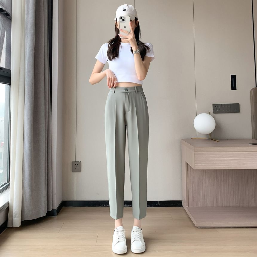 Jaqmine - Hoge taille effen rechte broek (verschillende ontwerpen)