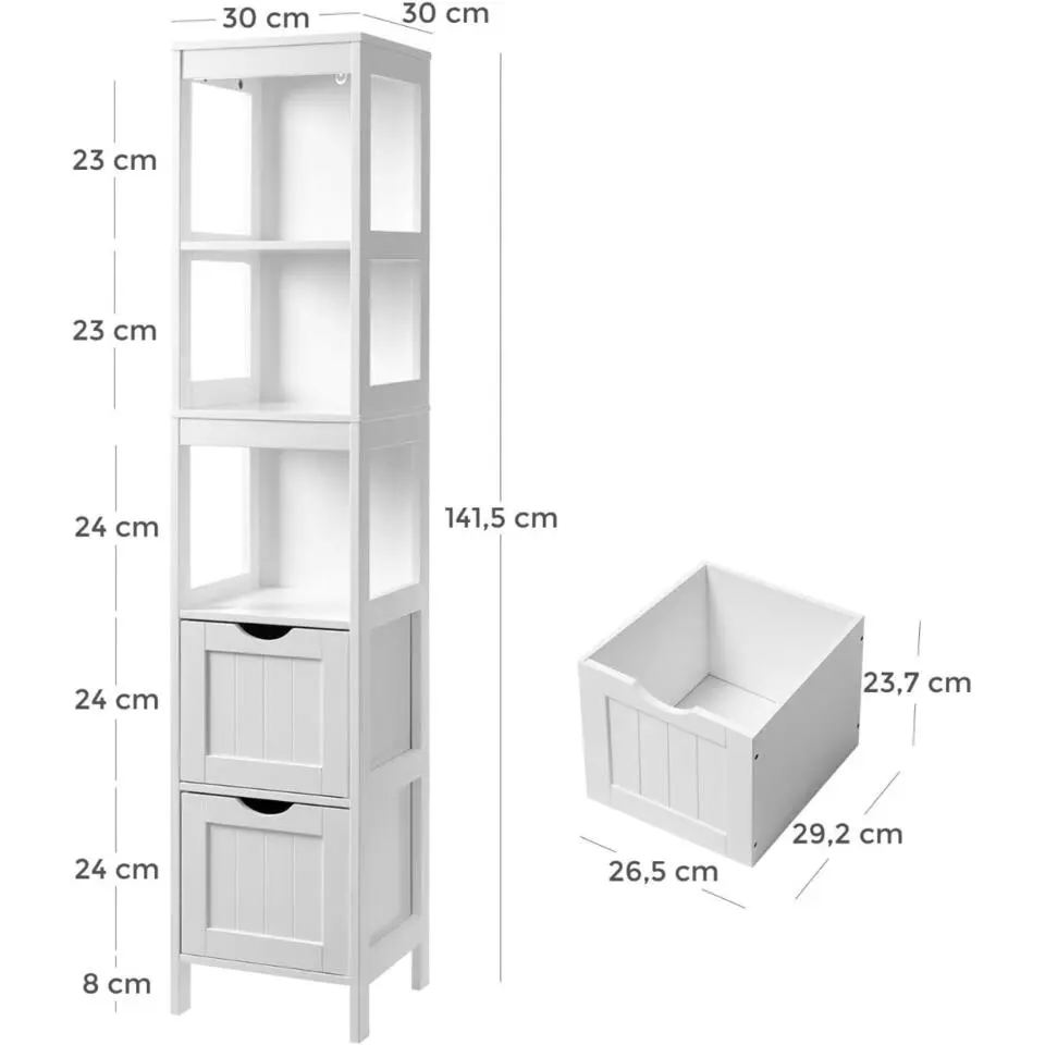 Parya Home - Hoge Badkamerkast - Hout - Wit