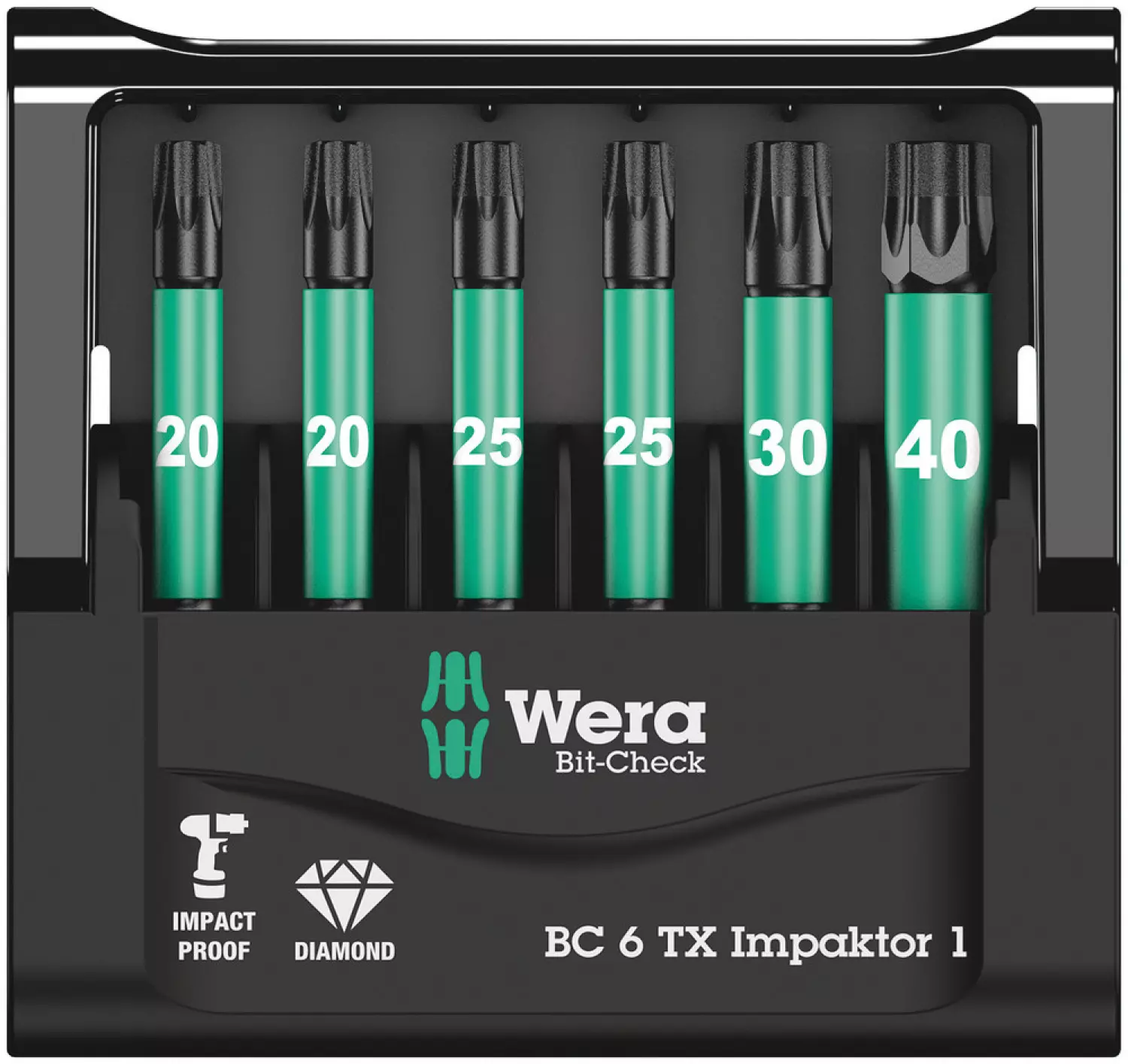 Wera 05057693001 6-delige Bit-Check 6 Impaktor 1 Bitset - Torx
