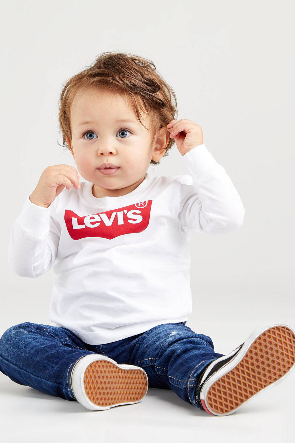 Levi's baby longsleeve Batwing met logo wit