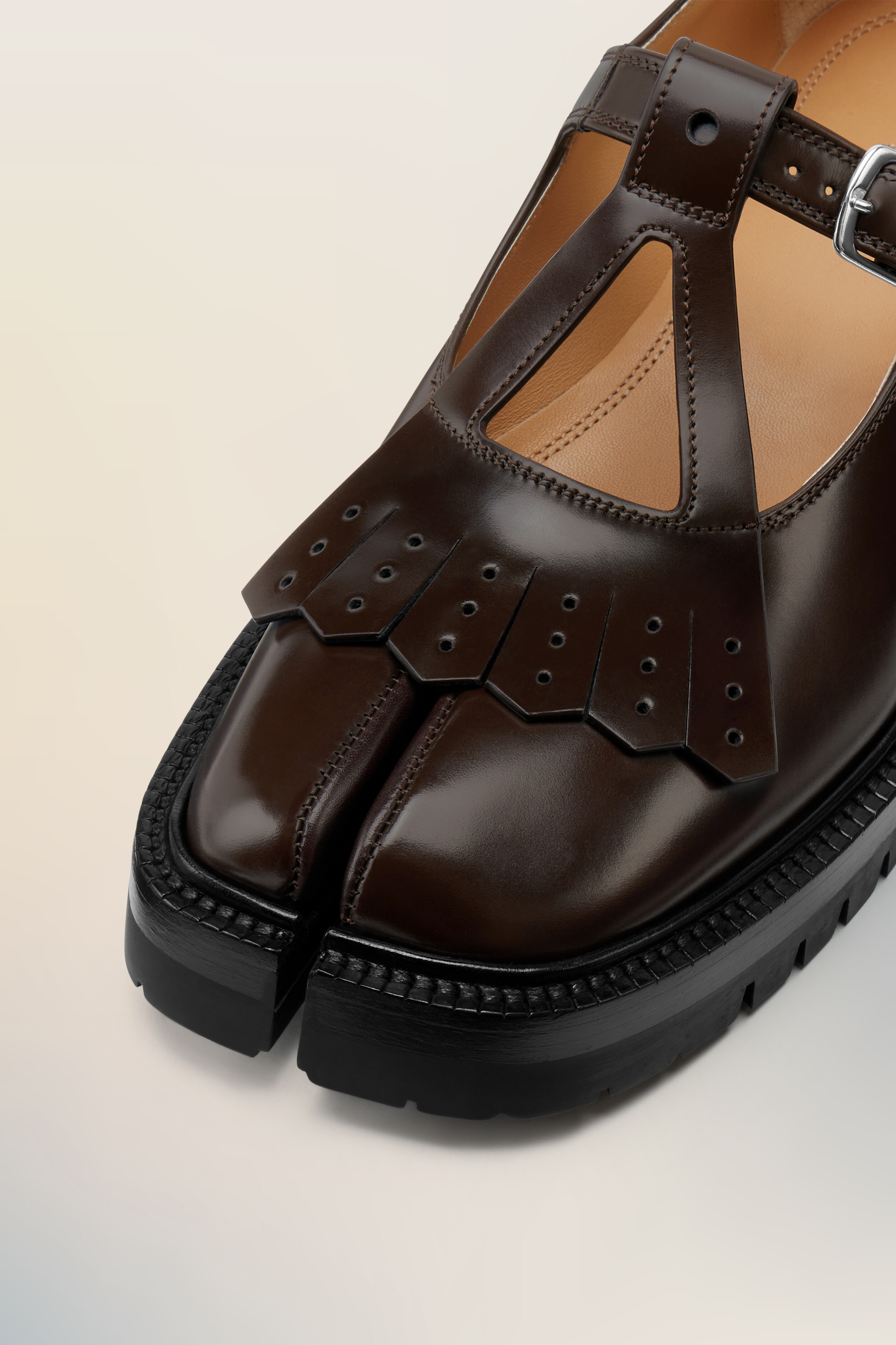 Mary-Janes Tabi Country marron en cuir pour femme Marron