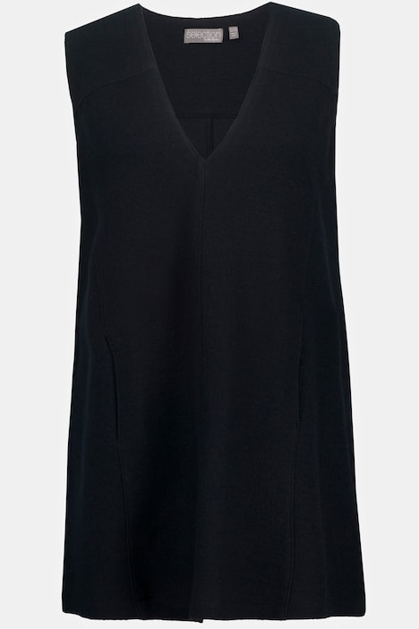 Boiled-Wool-Kleid, A-Linie, V-Ausschnitt, ärmellos