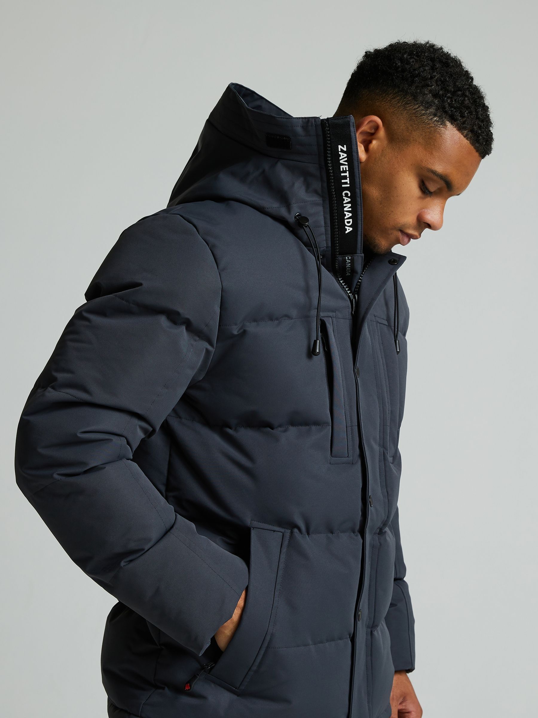 Asfaltgrijs - Zavetti Canada Oshawa 2.0 voor heren Puffer parka-jas met afneembare imitatiebontkraag
