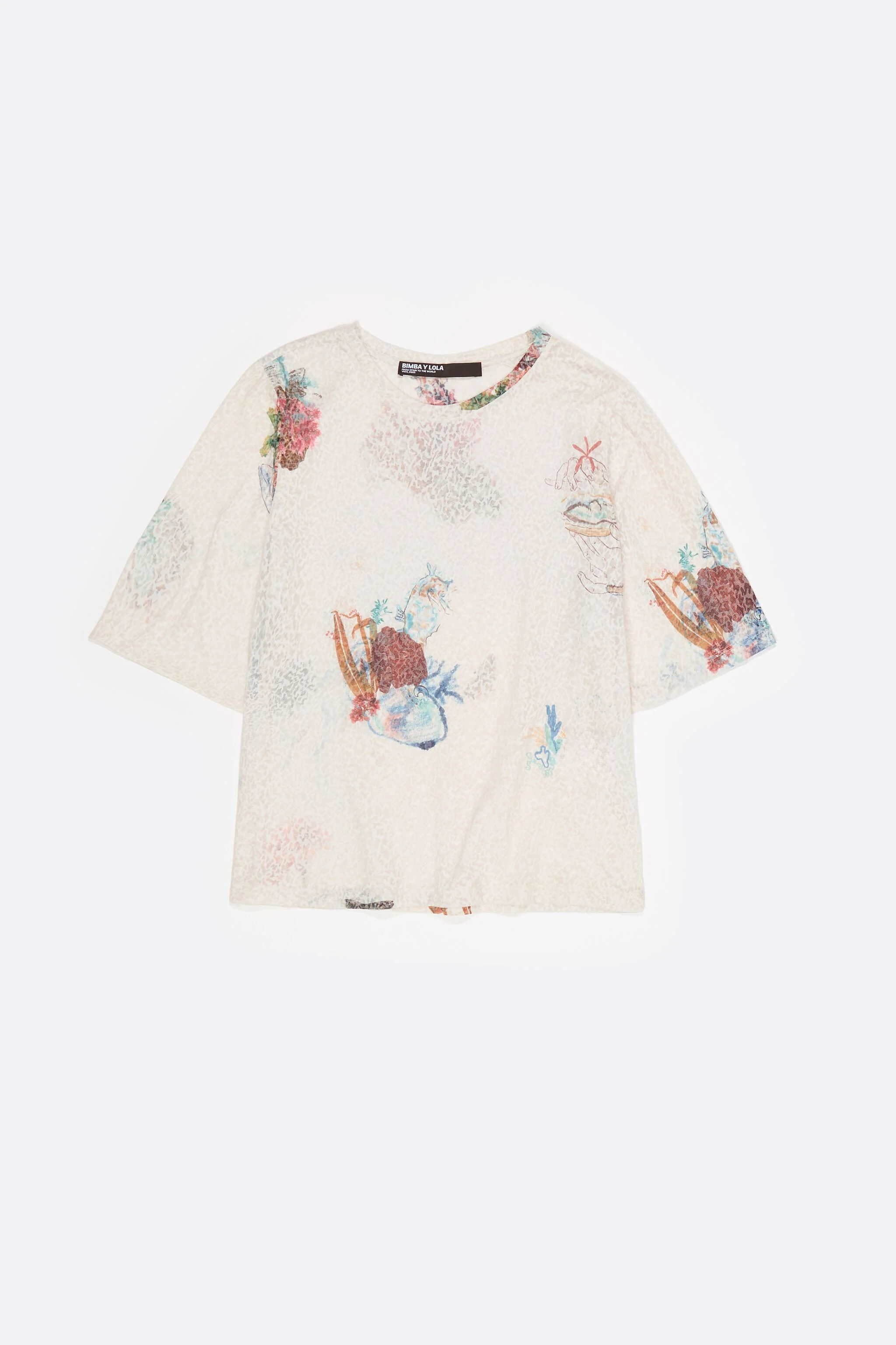 Camiseta reta Seabed devoré off-white