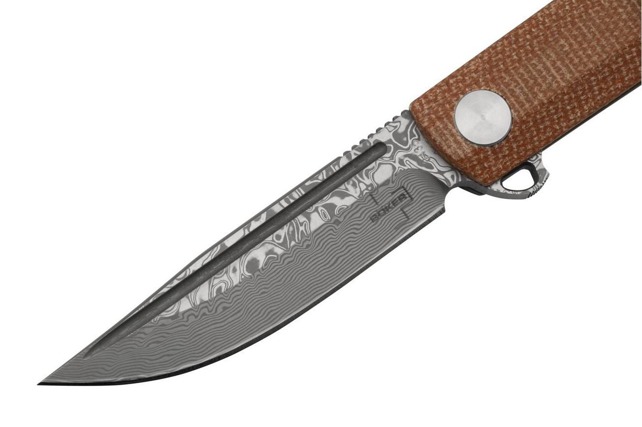 Böker Plus Cataclyst 42 Flipjoint Damascus 01BO479DAM Brown Micarta zakmes