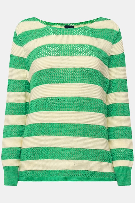 Pullover, Ringel, Strukturmix, Rundhals, Langarm