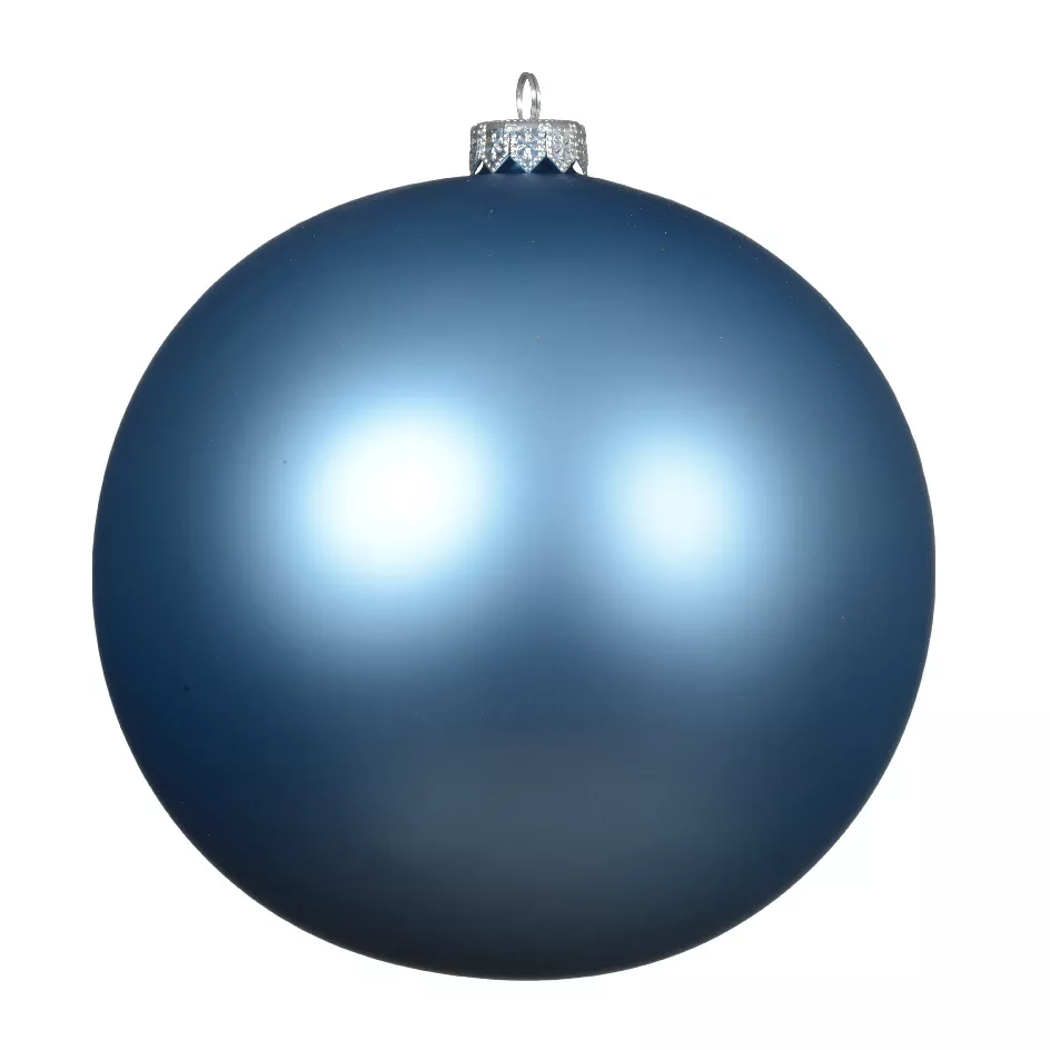 Lot de 6 boules de Noël en verre (D80 mm) Arctique mate Bleu glacé