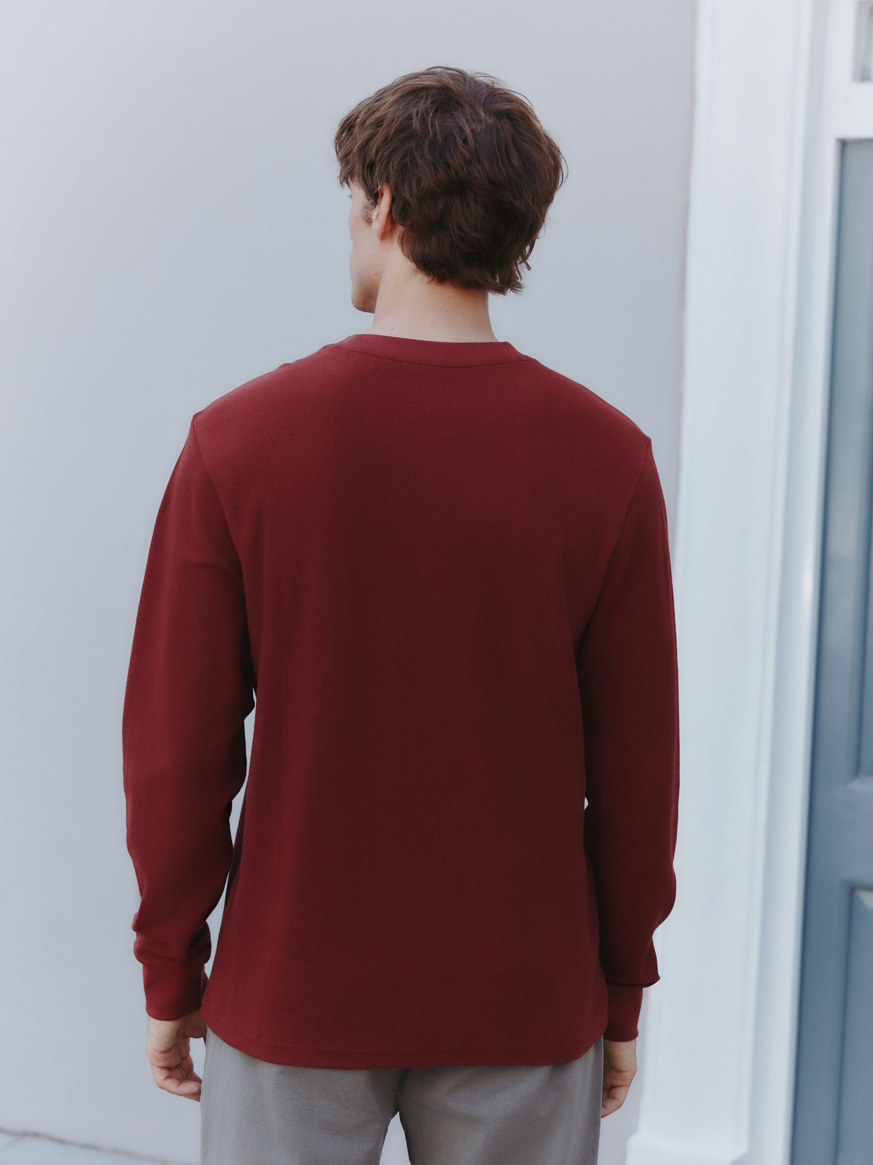 Roestbruin - Micro Waffle Long Sleeve T-Shirt