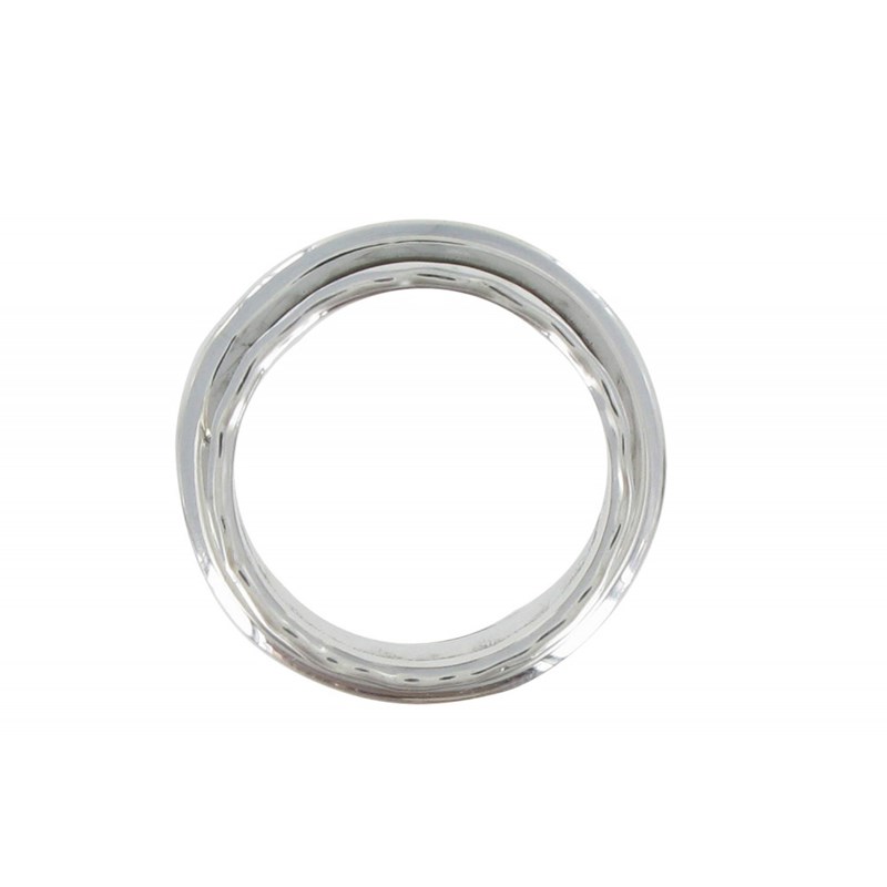 Bague Argent Tube Martelé et son Anneau Mobile