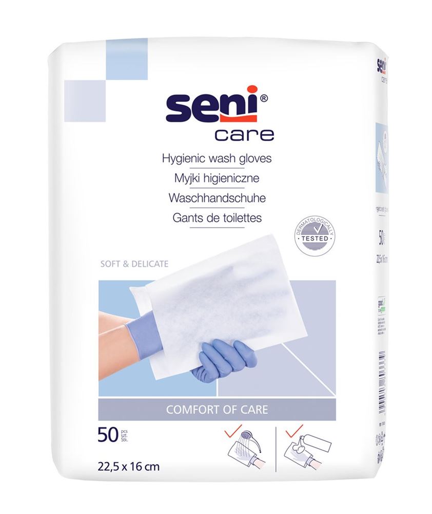 Seni Care Waschhandschuhe<br>50 Stück, Beutel, unfoliert