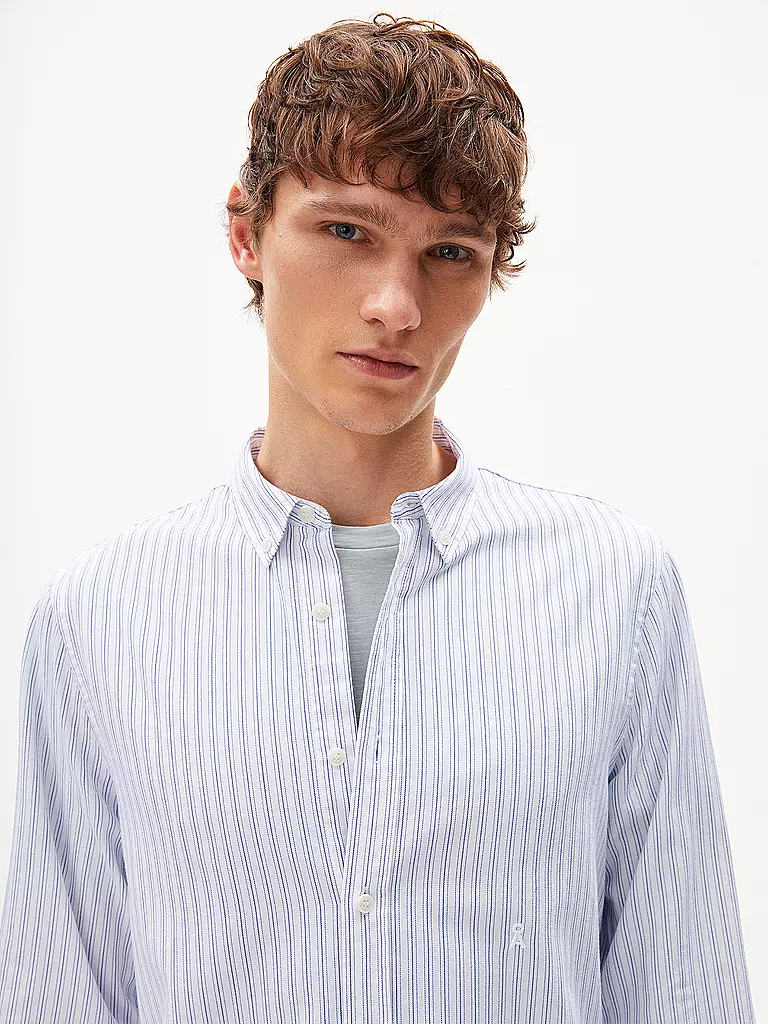 ARMEDANGELS Hemd Casual Fit QUAASA STRIPES weiss