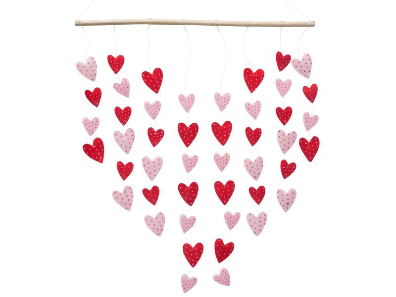 Boltze Windspiel Herzen Milena 105 cm Aufhänger aus Capizmuscheln