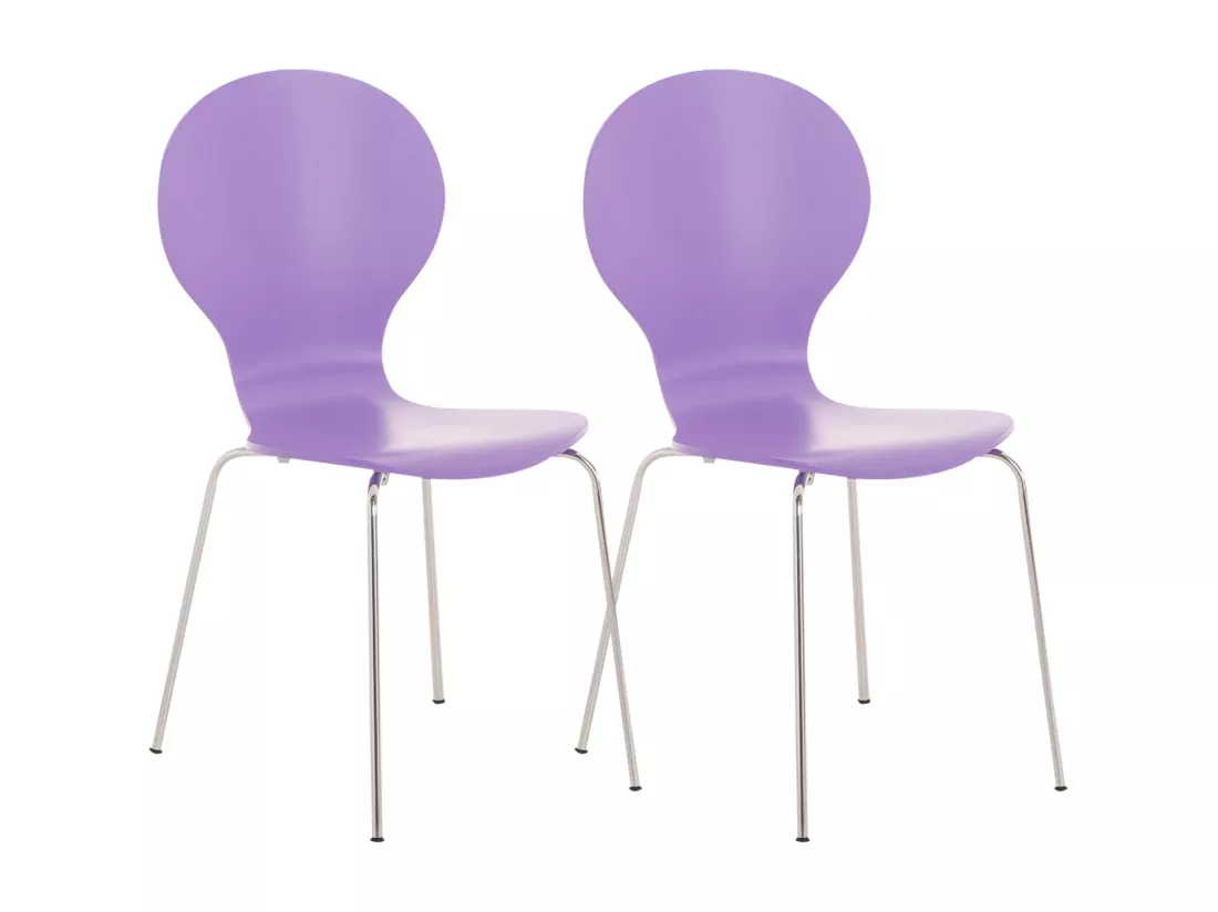 Lot de 2 Chaise de conférence - Bois - Violet - DIEGO