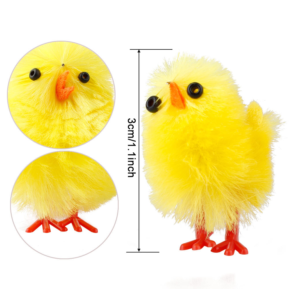 (10er Set) 3cm Flauschige Bastel Küken Oster Dekoration Nestküken Geschenktopper - Gelb
