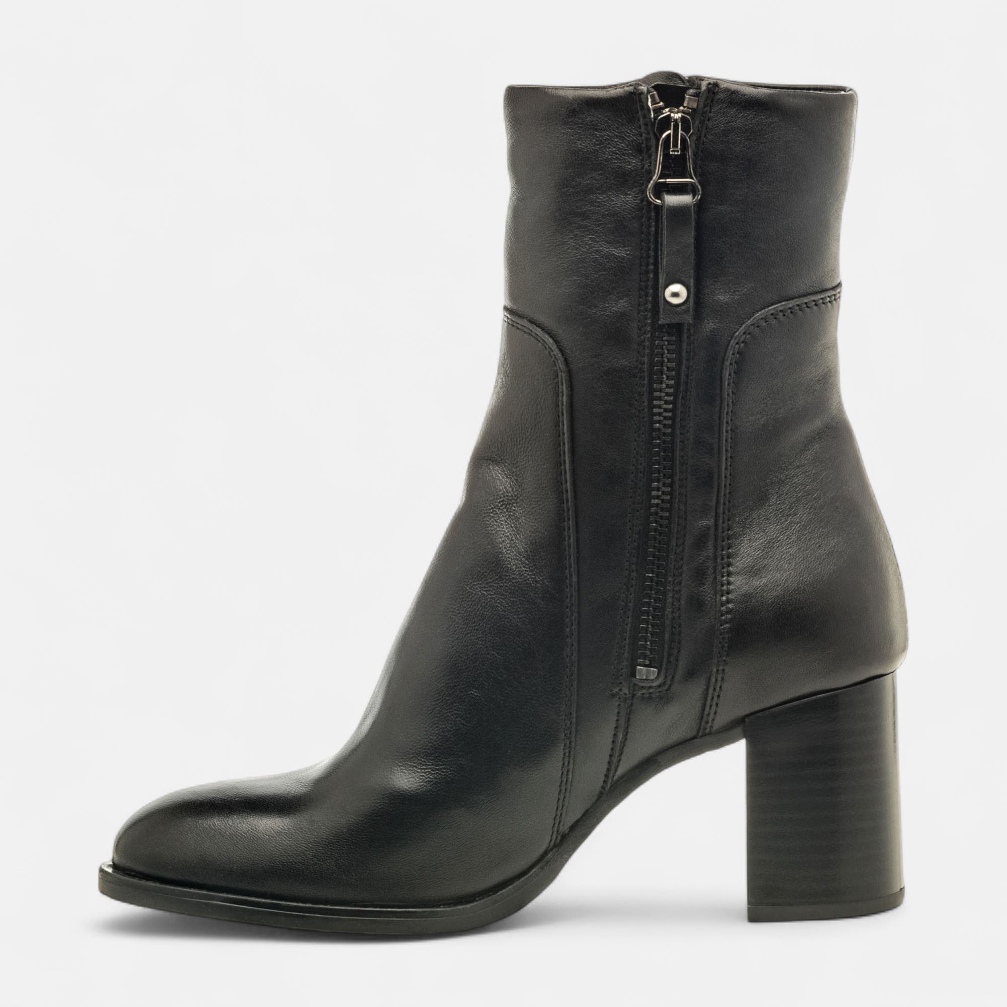 Bottines à talon Femme en cuir noir