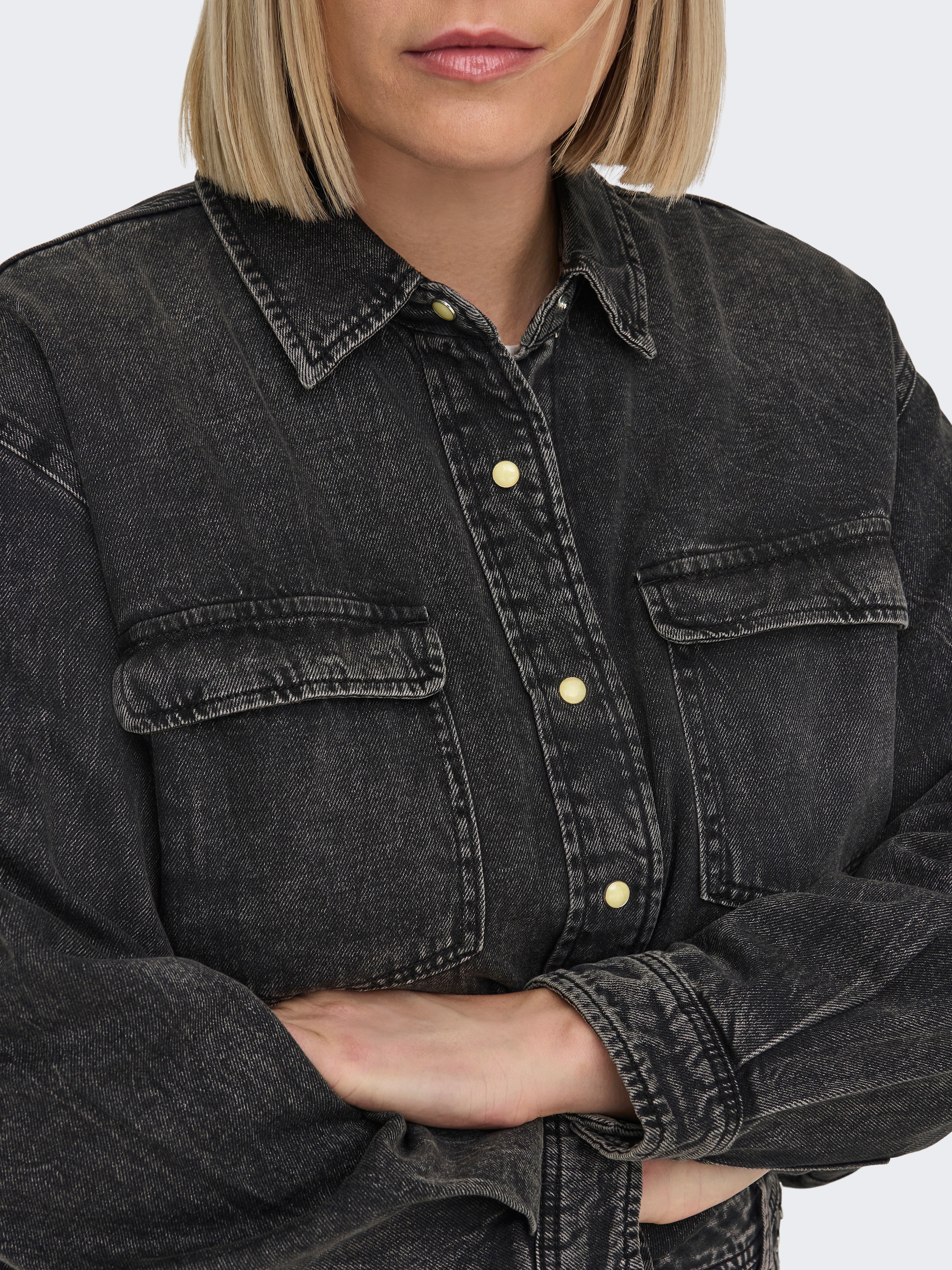 CARBROADWAY Jeanshemd Washed Black