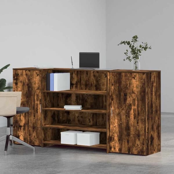 vidaXL Resepsjonspult røkt eik 200x50x103,5 cm konstruert tre