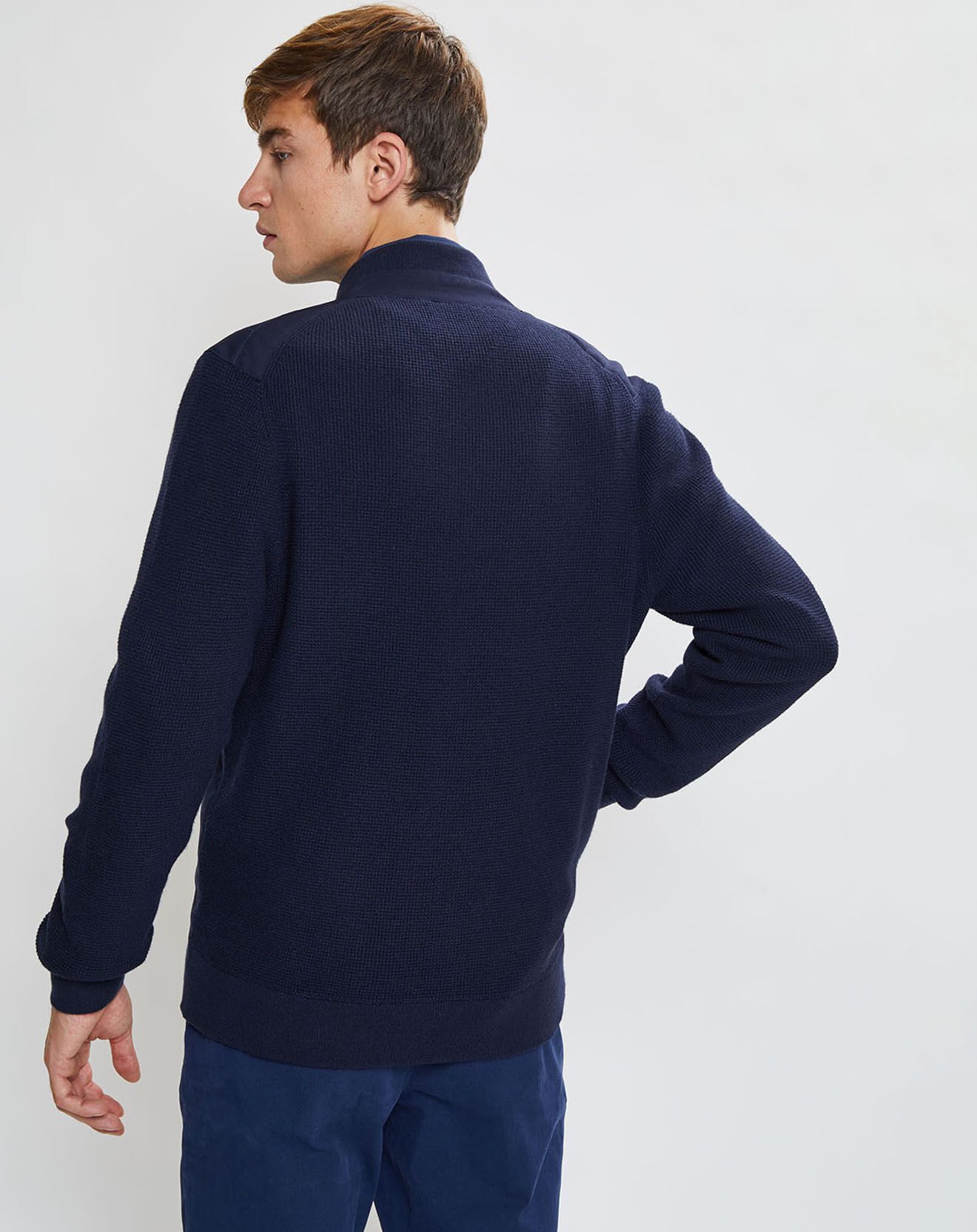 Hackett London Bombers en Cachemire mélangé bimatière Nylon Tricot bleu marine