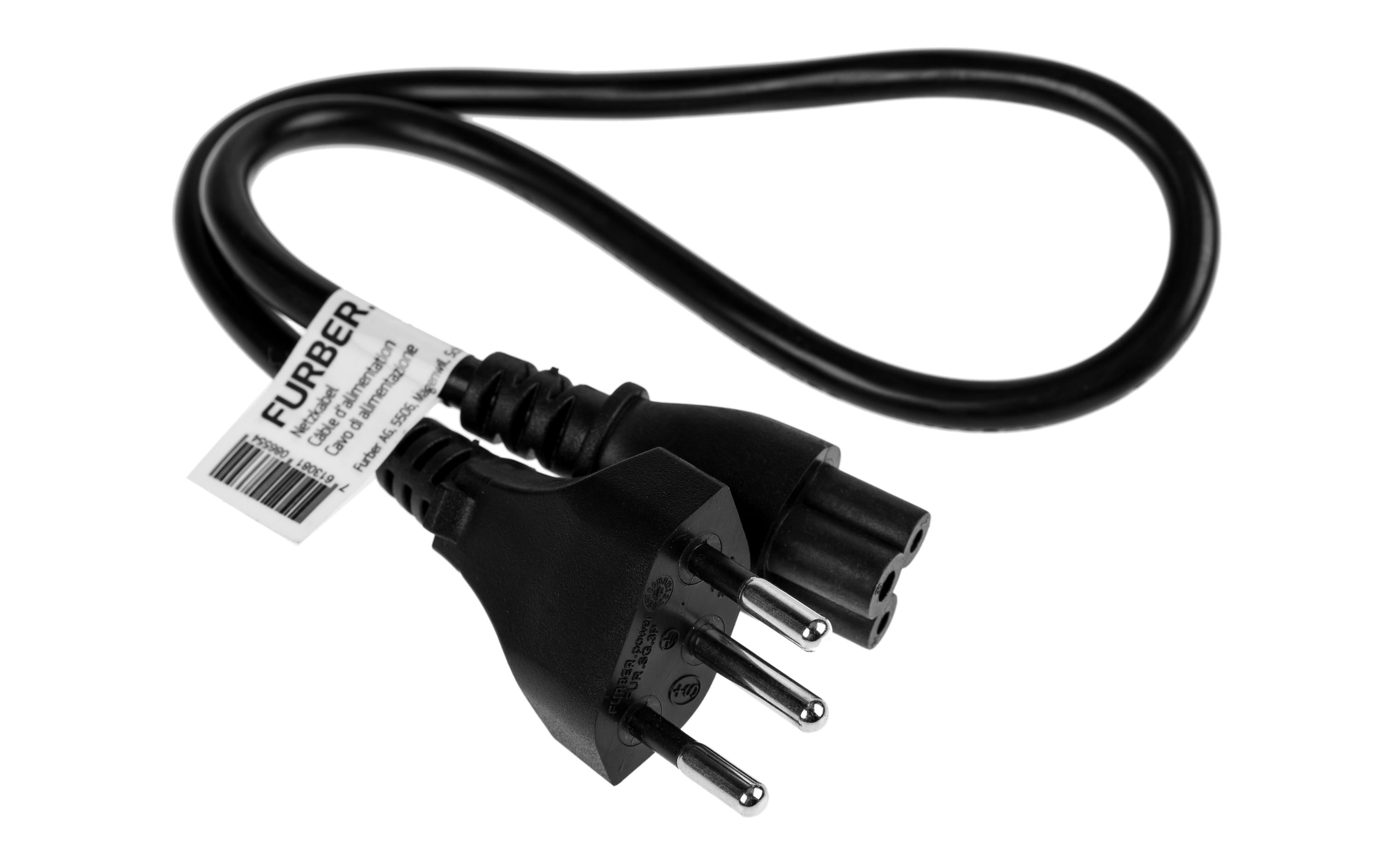 Netzkabel C5-T12 0.5 m SchwarzStromkabel mit Mickey-Mouse-Stecker, H05VV-F 3G0.75