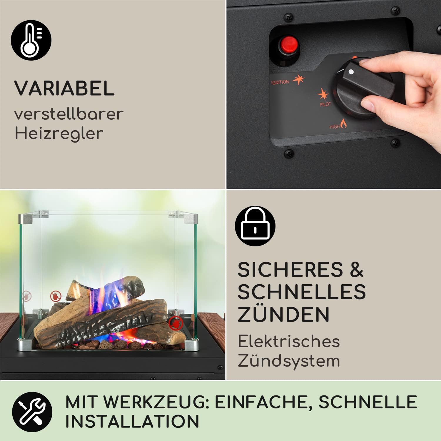 Blumfeldt Flagranti Gasheizung, Freiluftheizung, 8kW Gasofen, Gasflaschen bis zu 11kg