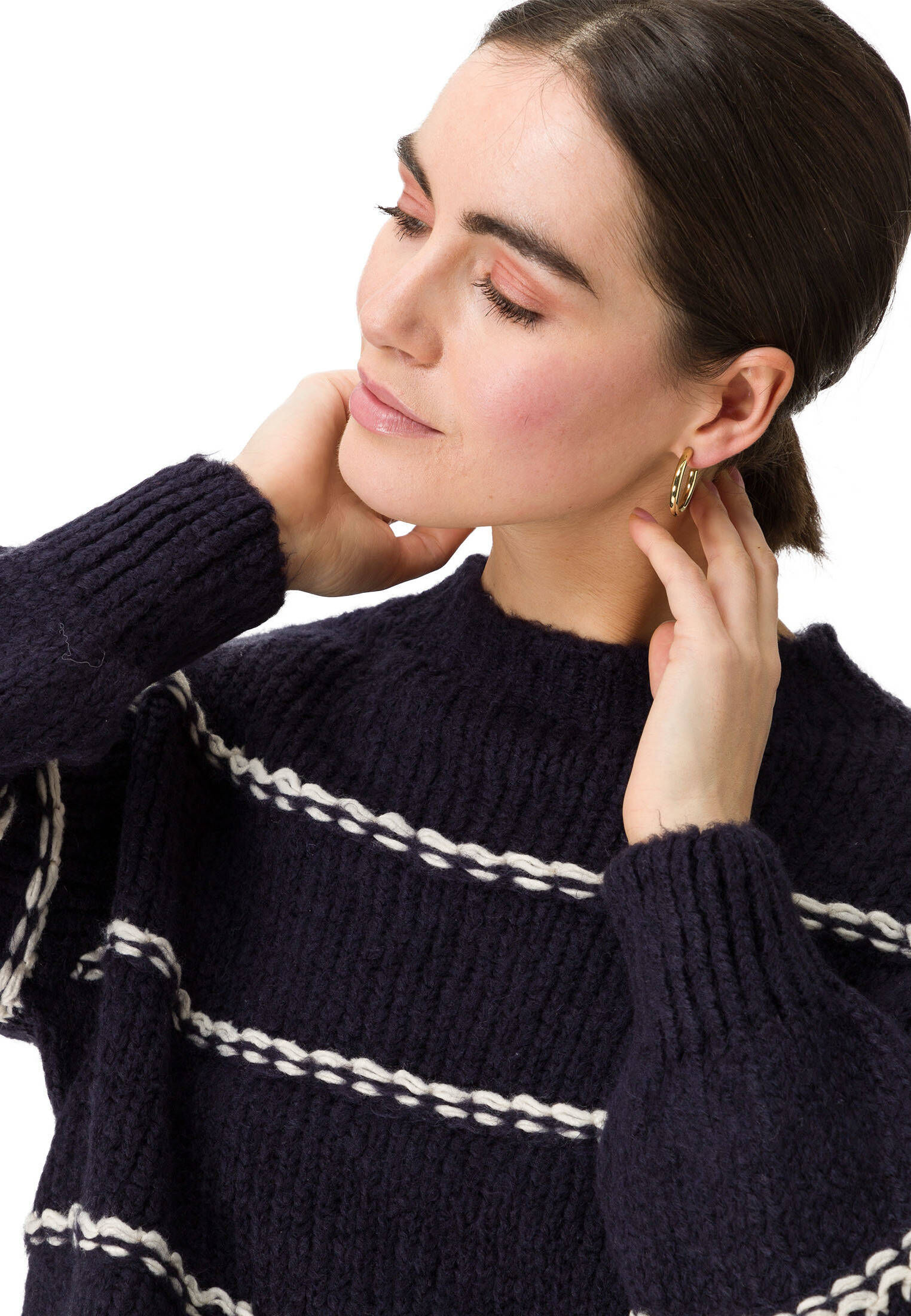 zero| Damen Strickpullover mit Streifen