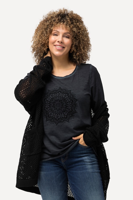 T-Shirt, Mandala-Flockdruck, Classic, Rundhals, Halbarm