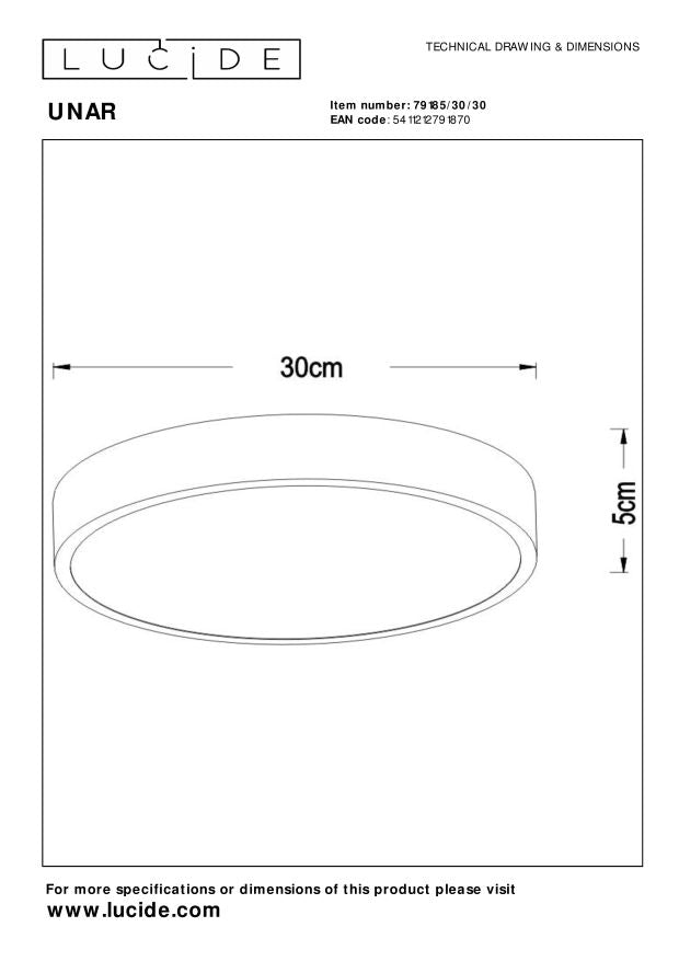Unar plafondlamp LED Ã30 zwart