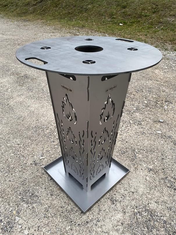 FireDesire Grill Pro Feuerkorb 80cm + Grillplatte + Ascheschale, Feuertonne, Feuerschale, Grilltonne, Ofen, Terassenofen, Grill, Stahlkorb, Plancha, Gartenfeuer