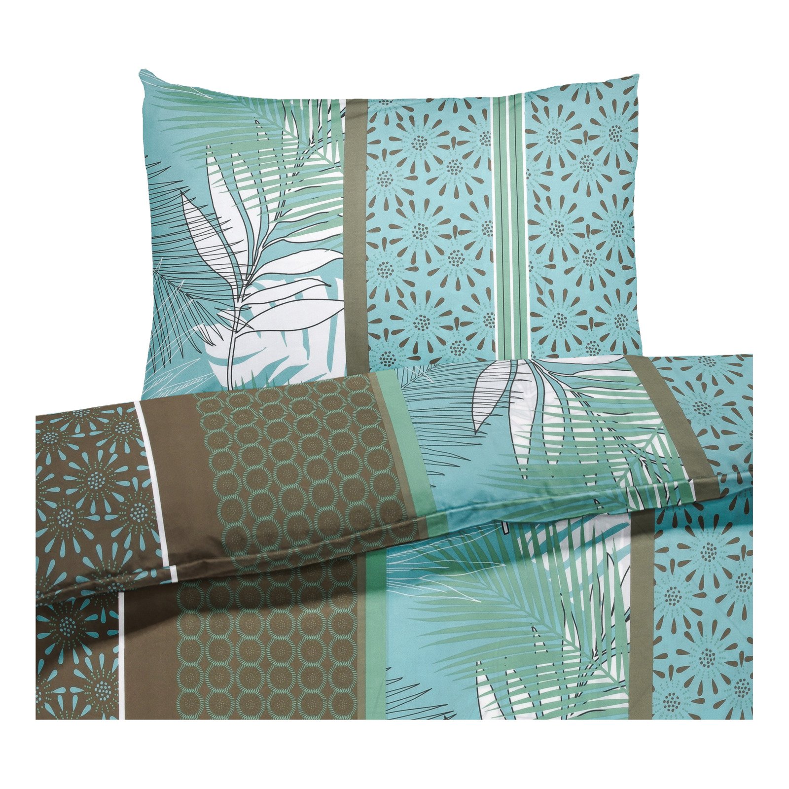 Bettwäsche Microfaser floral türkisblau 50x70 Kissenbezug