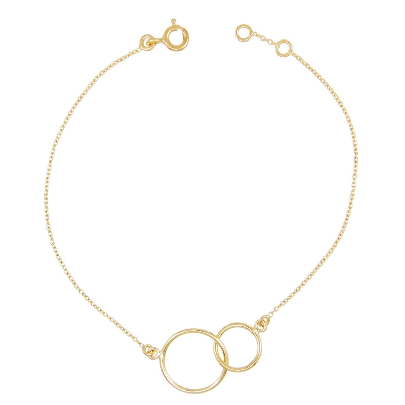 Bracelet Femme Or Jaune - Deux Anneaux Enlacés