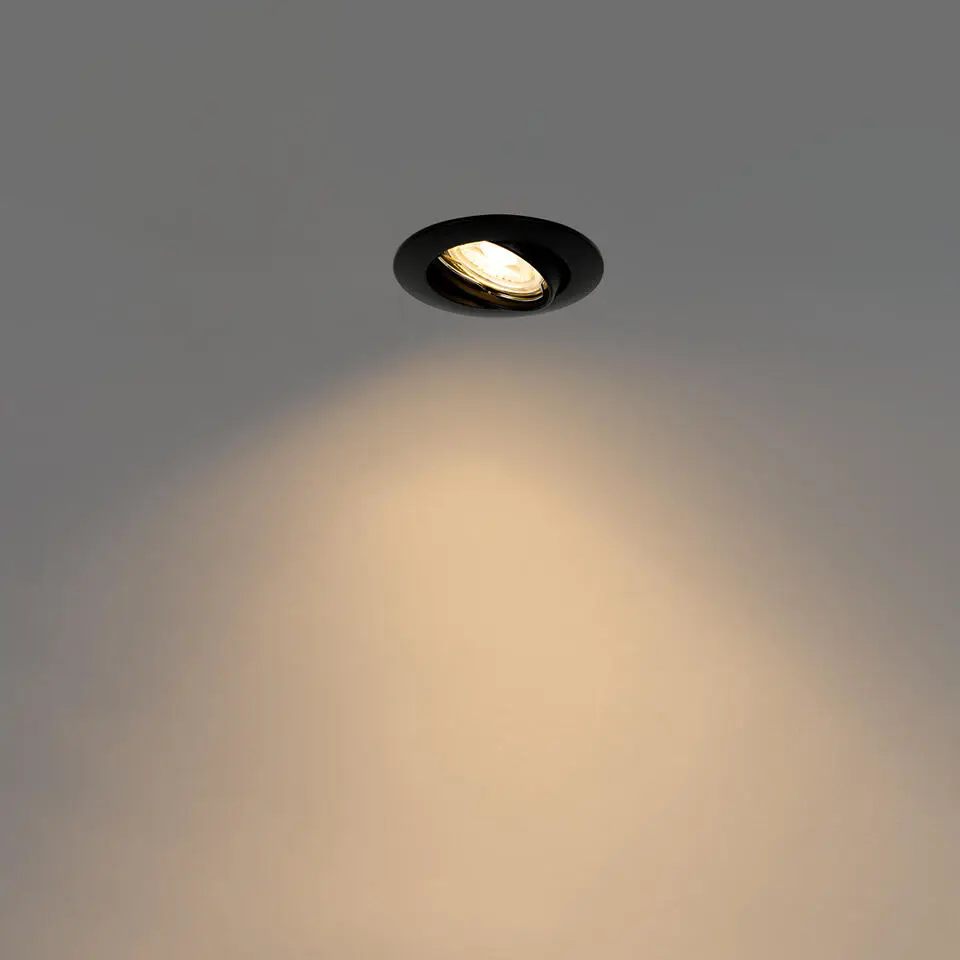 Qazqa inbouwspots edu zwart gu10