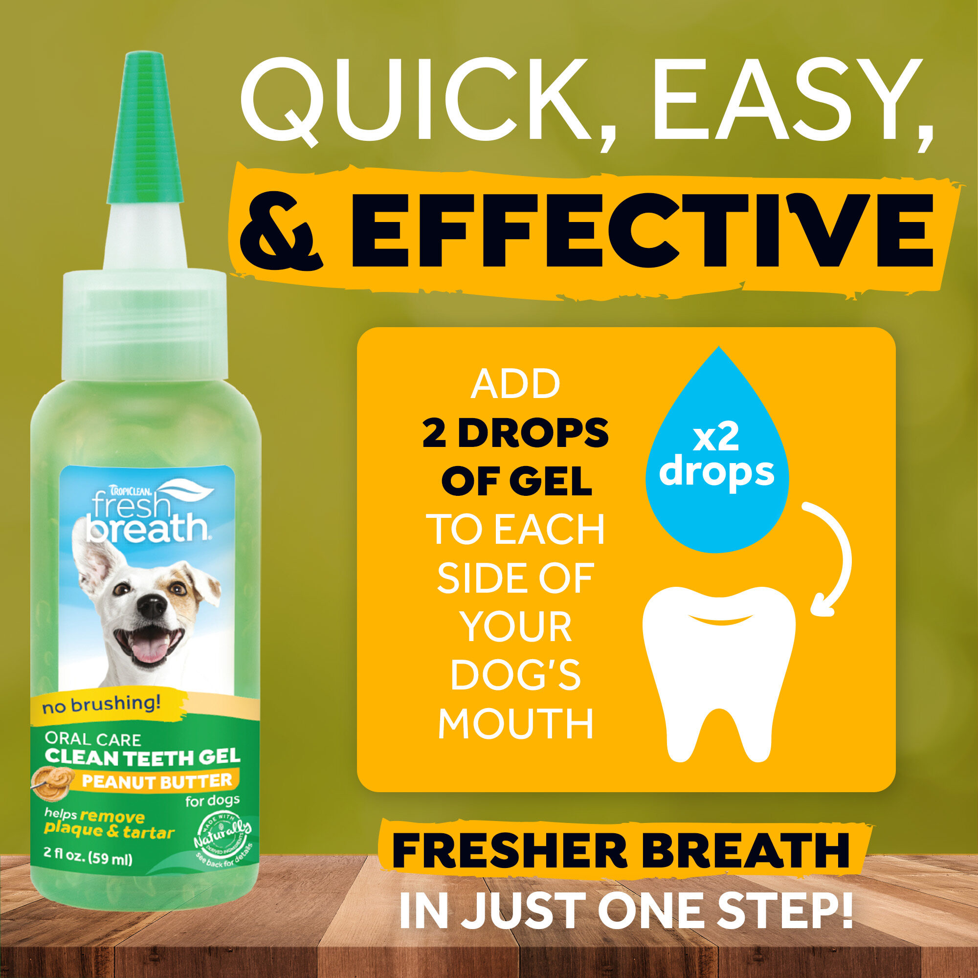 TropiClean - Fresh Breath OralCareGel Kit Peanut Butter - Dog