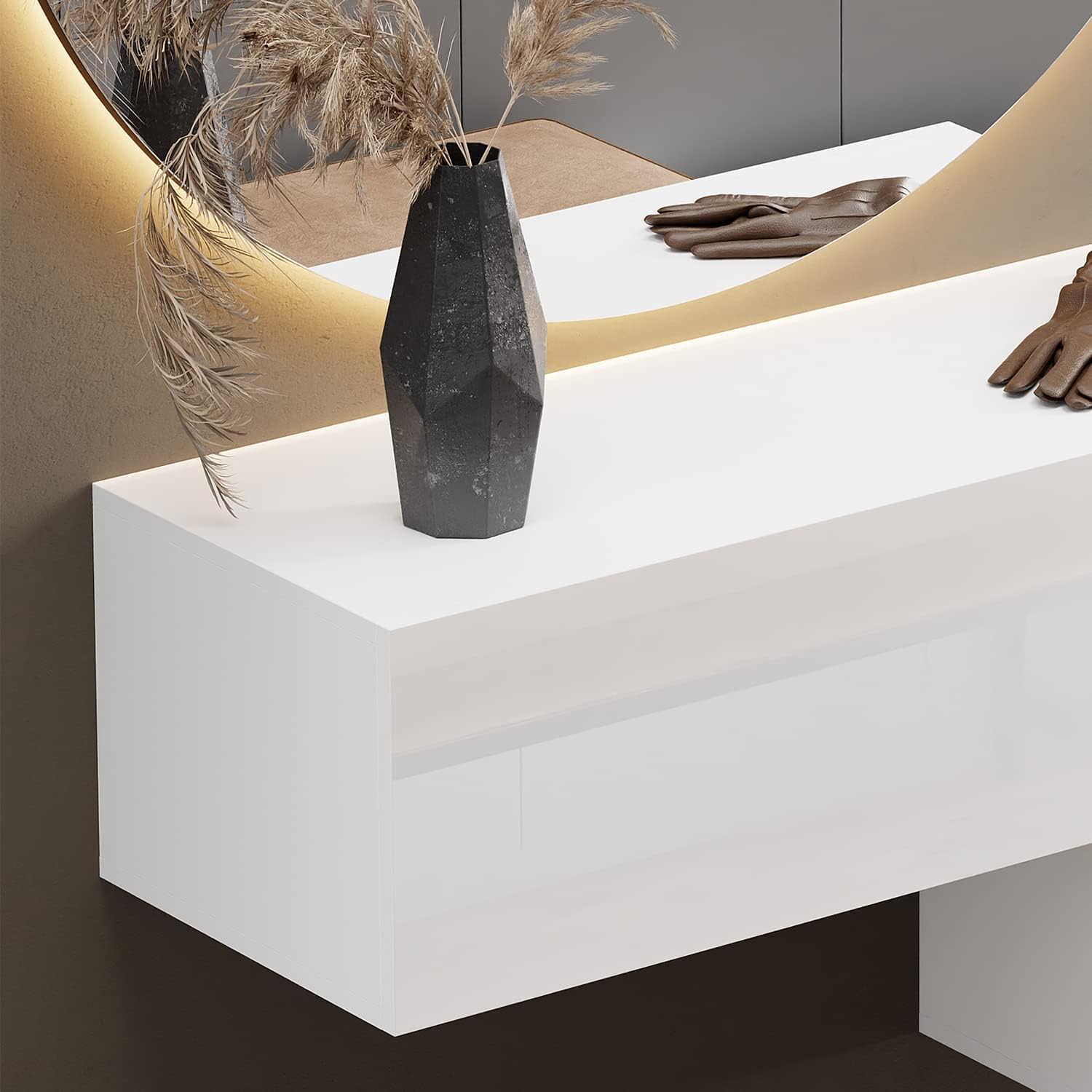Planetmöbel Flur Möbel Garderobe Hängeschrank 1x 100 cm Weiß, Kompaktgarderobe mit Klappe als Stauraum, Wandgarderobe hängend oder stehend, 37,8T x 100B x 32,5H cm