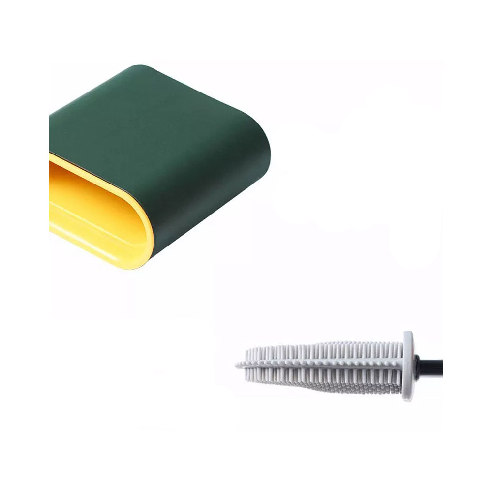 Flexible WC Bürste Silikon Toiletten Abfluss Reiniger mit Wandhalterung - Grau