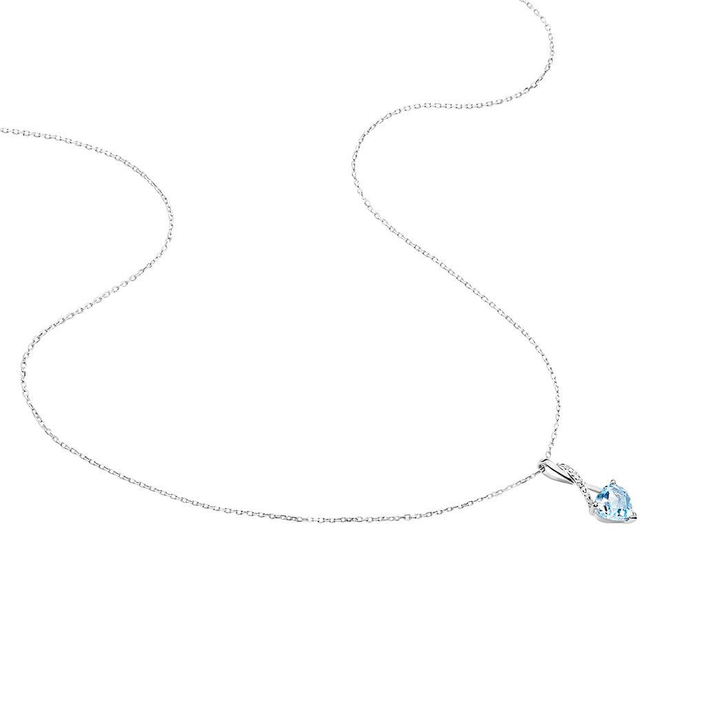 Collier Clothilde Or Blanc Topaze Et Oxyde De Zirconium