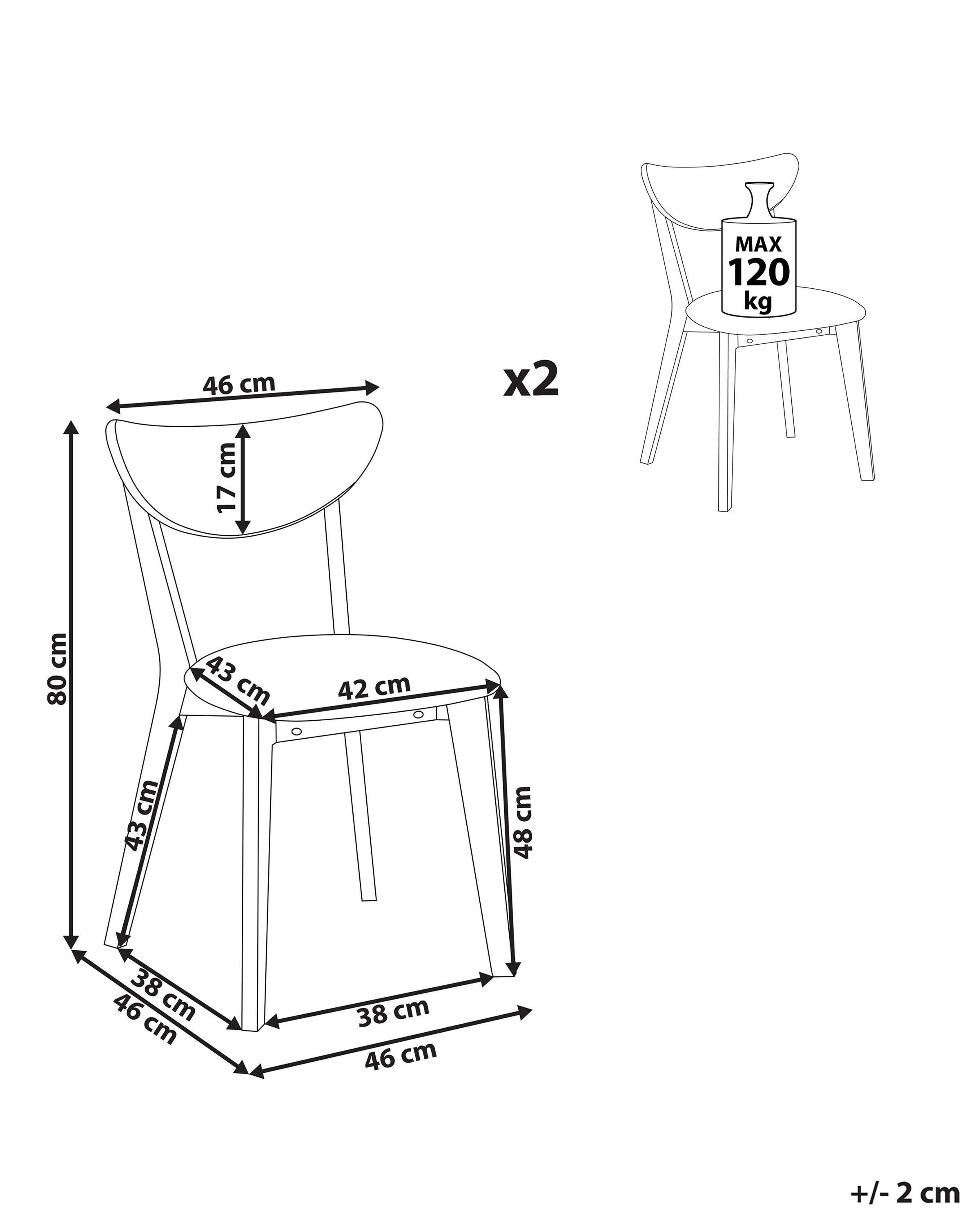 Set van 2 eetkamerstoelen ERIE Hout Lichtbruin/grijs