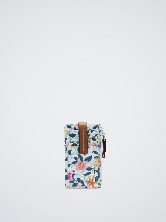 Porta-cartões com estampa floral - Rosa