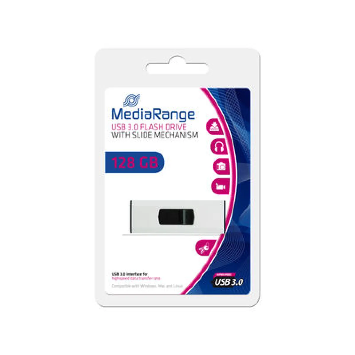 Mediarange 128 Go Super Speed 3.0 - Blanc