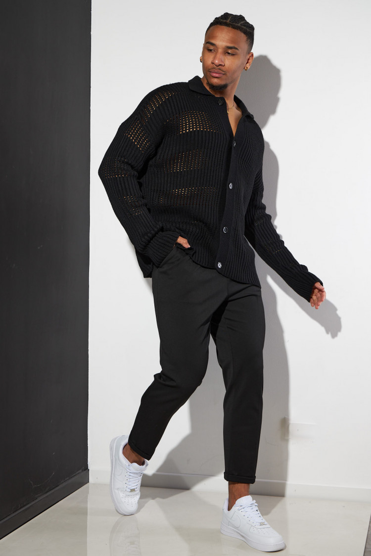 Gilet en maille ajourée noir