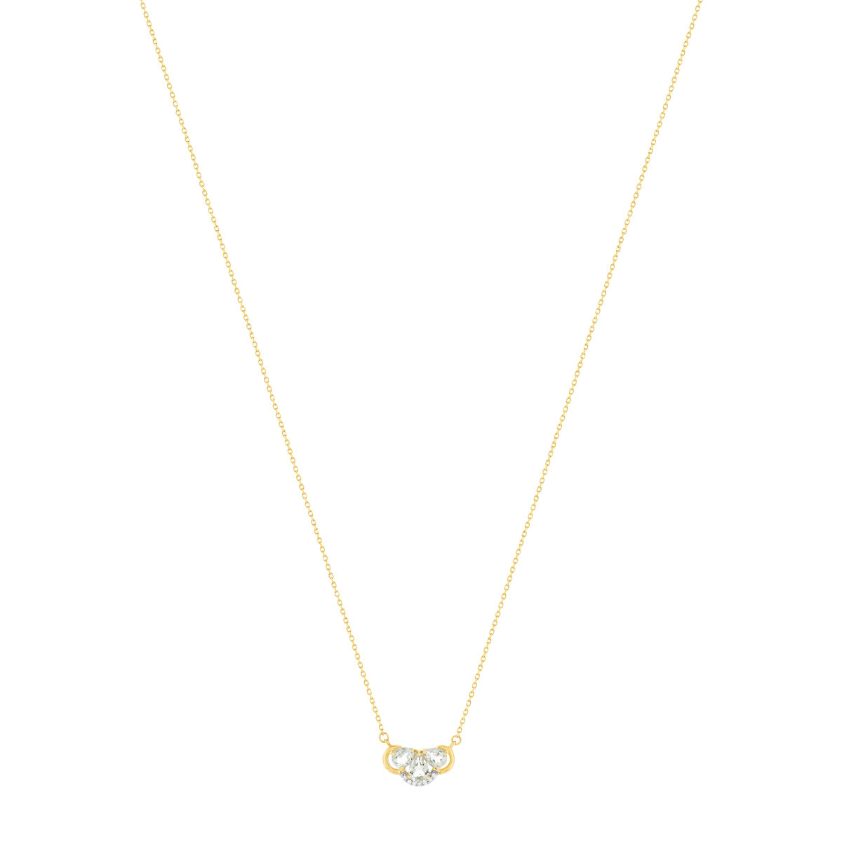 Collier or 375 2 tons, quartz, diamants.