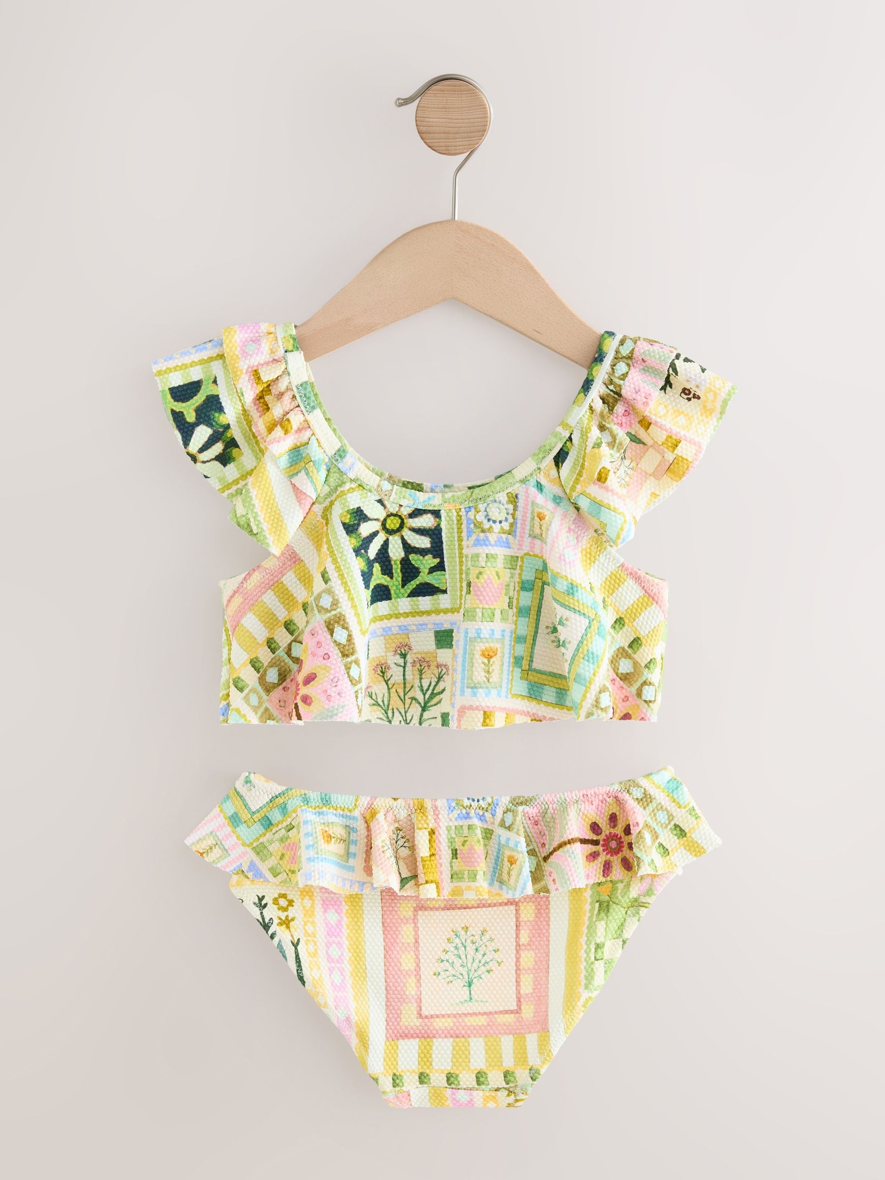 Multi Patchwork Floral - Bikini met ruches (3-16jaar)