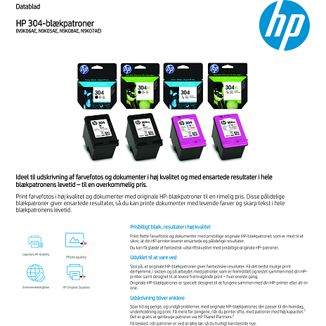 HP Ink 304 blækpatroner i dobbeltpakke - sort/trefarvet