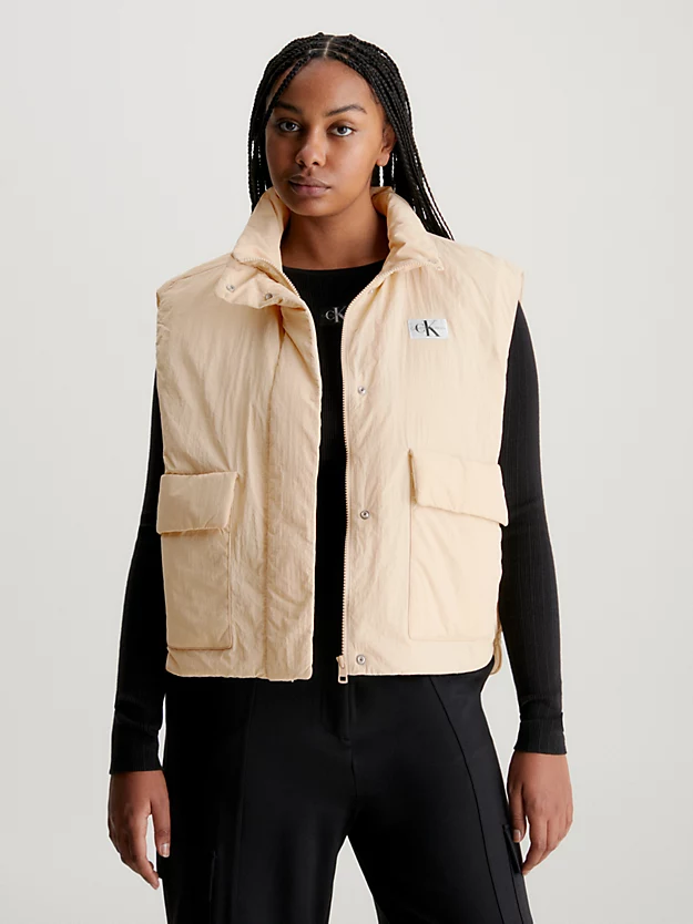 Colete acolchoado de nylon com modelagem folgada