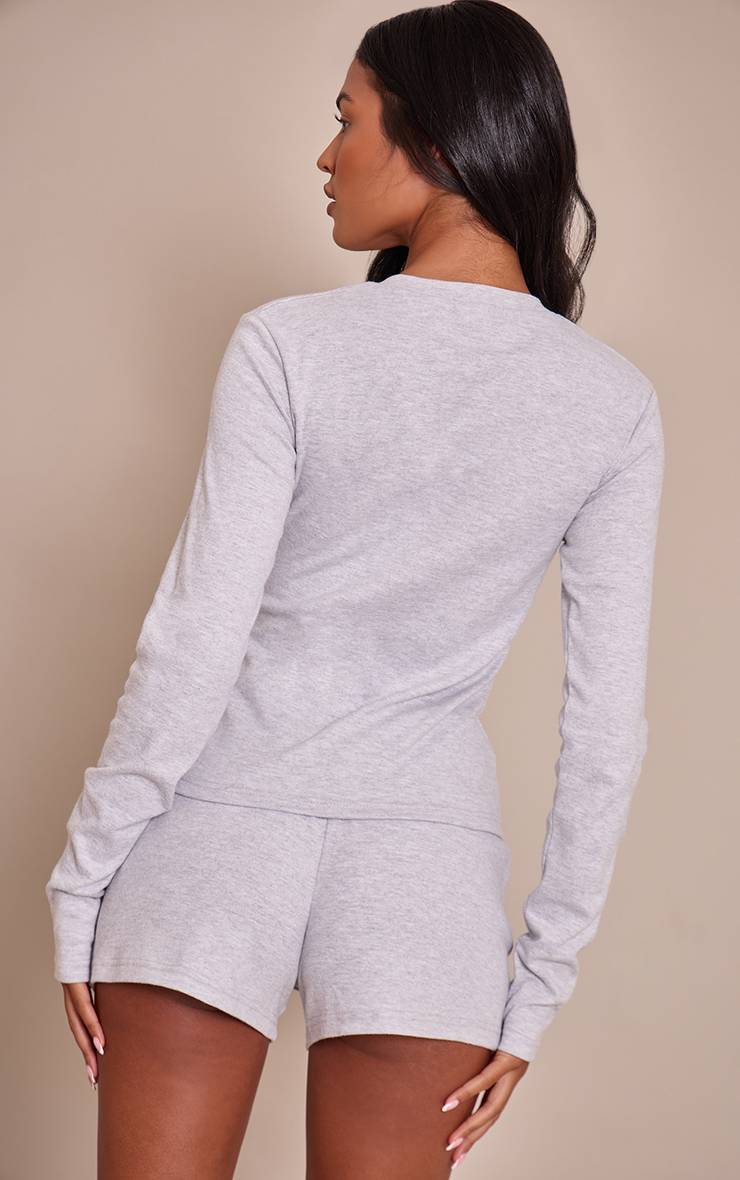 Gris Cendré Ensemble Coordonné Haut Boutonné Toucher Doux Tall