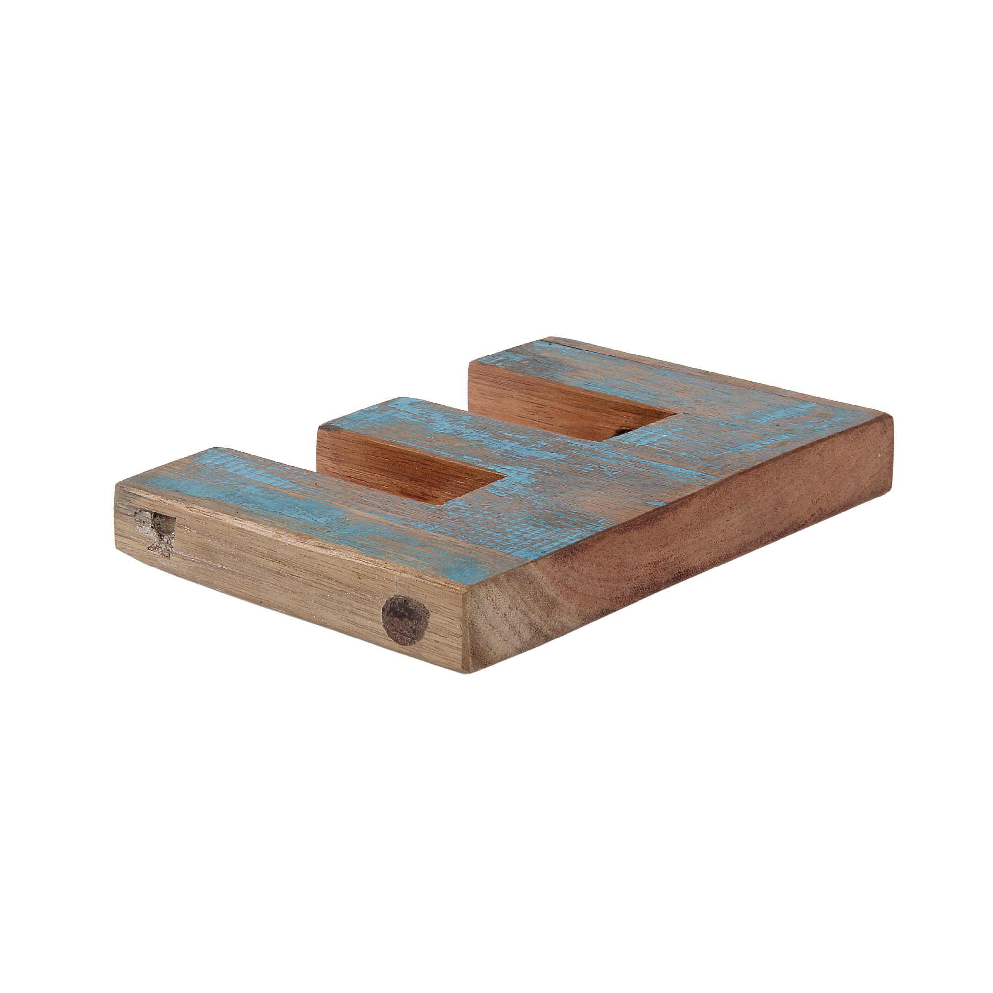 Holzbuchstabe 'E', mehrfarbig, T 2,5 cm, B 13 cm, H 19 cm von fischer's lagerhaus